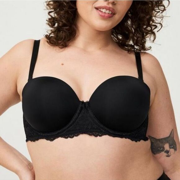 Torrid 46B Black Lightly Lined Everyday Bombshell Strapless Bra - New - Picture 2 of 7